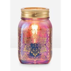 Scentsy Mandala Mason Jar Warmer Purple Iridescent Glass 7" Full Size
